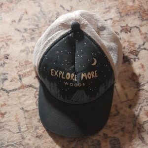 Explore More Woods Black and White Cap